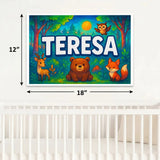 Teresa Name Art - Forest Friends personalized wall print for kids