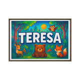 Teresa Name Art - Forest Friends personalized wall print for kids