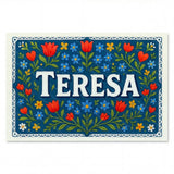 Teresa Name Art - Floral Farmhouse personalized wall print for kids