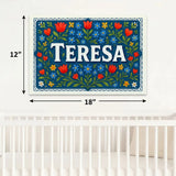 Teresa Name Art - Floral Farmhouse personalized wall print for kids