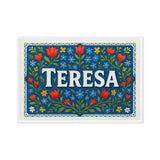 Teresa Name Art - Floral Farmhouse personalized wall print for kids