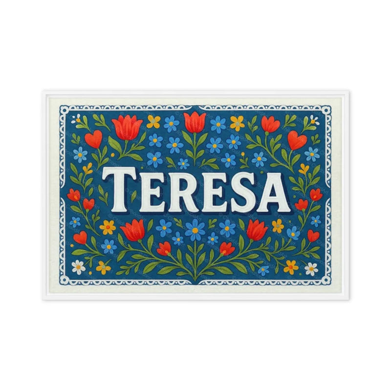 Teresa Name Art - Floral Farmhouse personalized wall print for kids