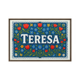 Teresa Name Art - Floral Farmhouse personalized wall print for kids