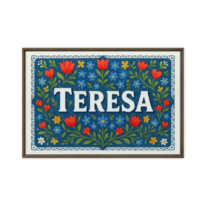 Teresa Name Art - Floral Farmhouse personalized wall print for kids
