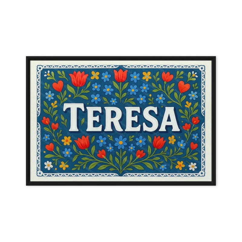 Teresa Name Art - Floral Farmhouse personalized wall print for kids