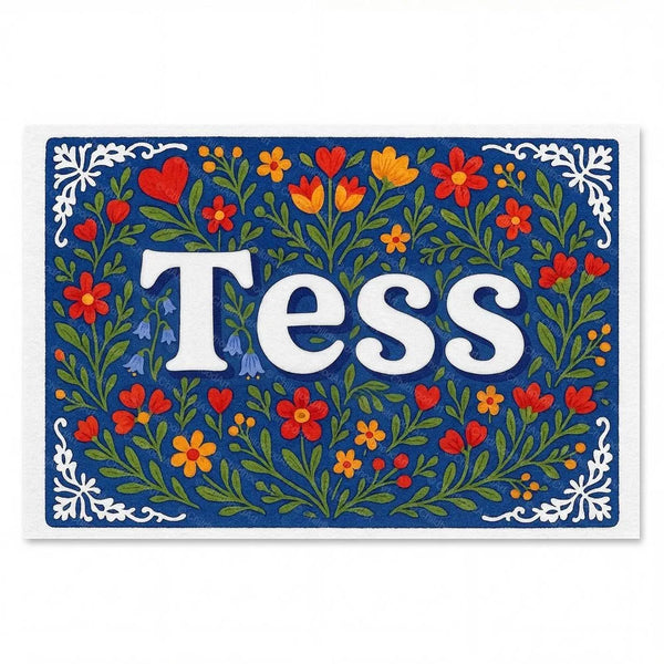 Personalized Tess name art print in the Floral farmhouse style
