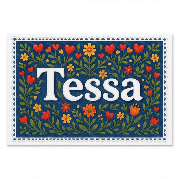 Personalized Tessa name art print in the Floral farmhouse style