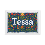 Tessa Name Art - Floral Farmhouse personalized wall print for kids