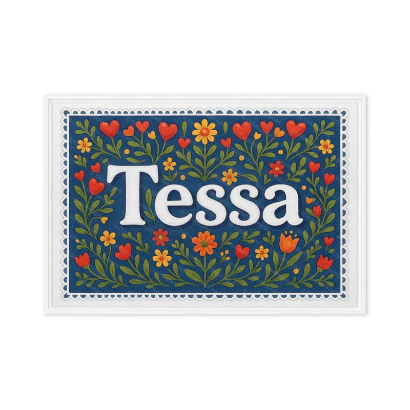 Tessa Name Art - Floral Farmhouse personalized wall print for kids