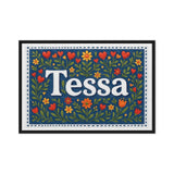 Tessa Name Art - Floral Farmhouse personalized wall print for kids