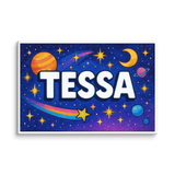 Tessa Name Art - Space Explorers personalized wall print for kids