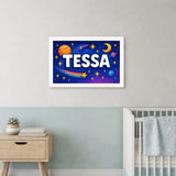 Tessa Name Art - Space Explorers personalized wall print for kids