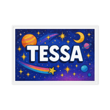 Tessa Name Art - Space Explorers personalized wall print for kids