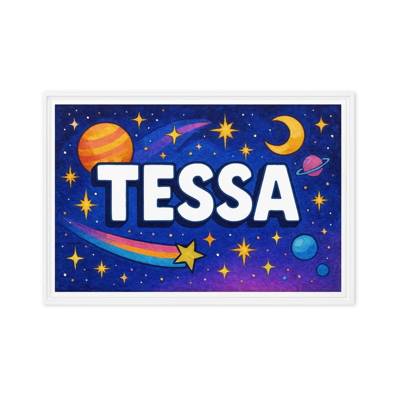 Tessa Name Art - Space Explorers personalized wall print for kids