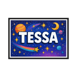 Tessa Name Art - Space Explorers personalized wall print for kids