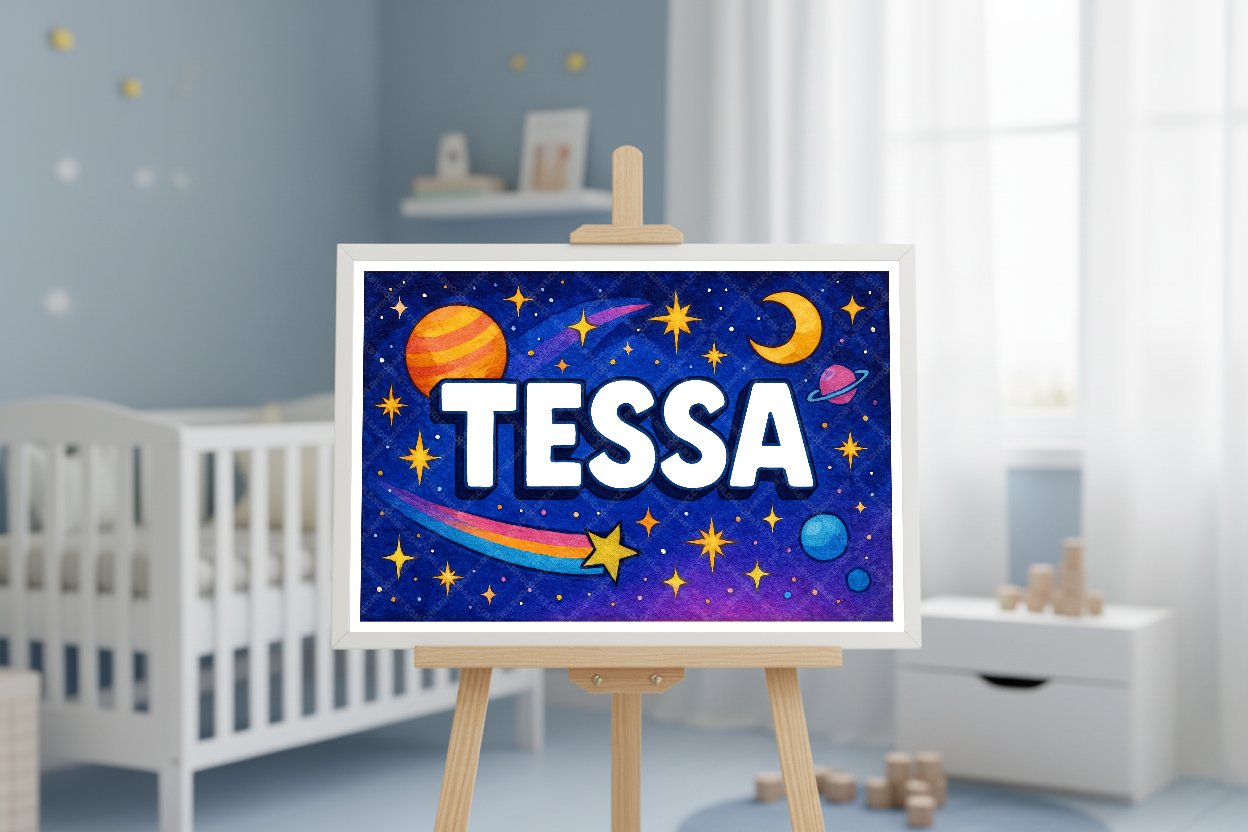 Personalized space name art for Tessa