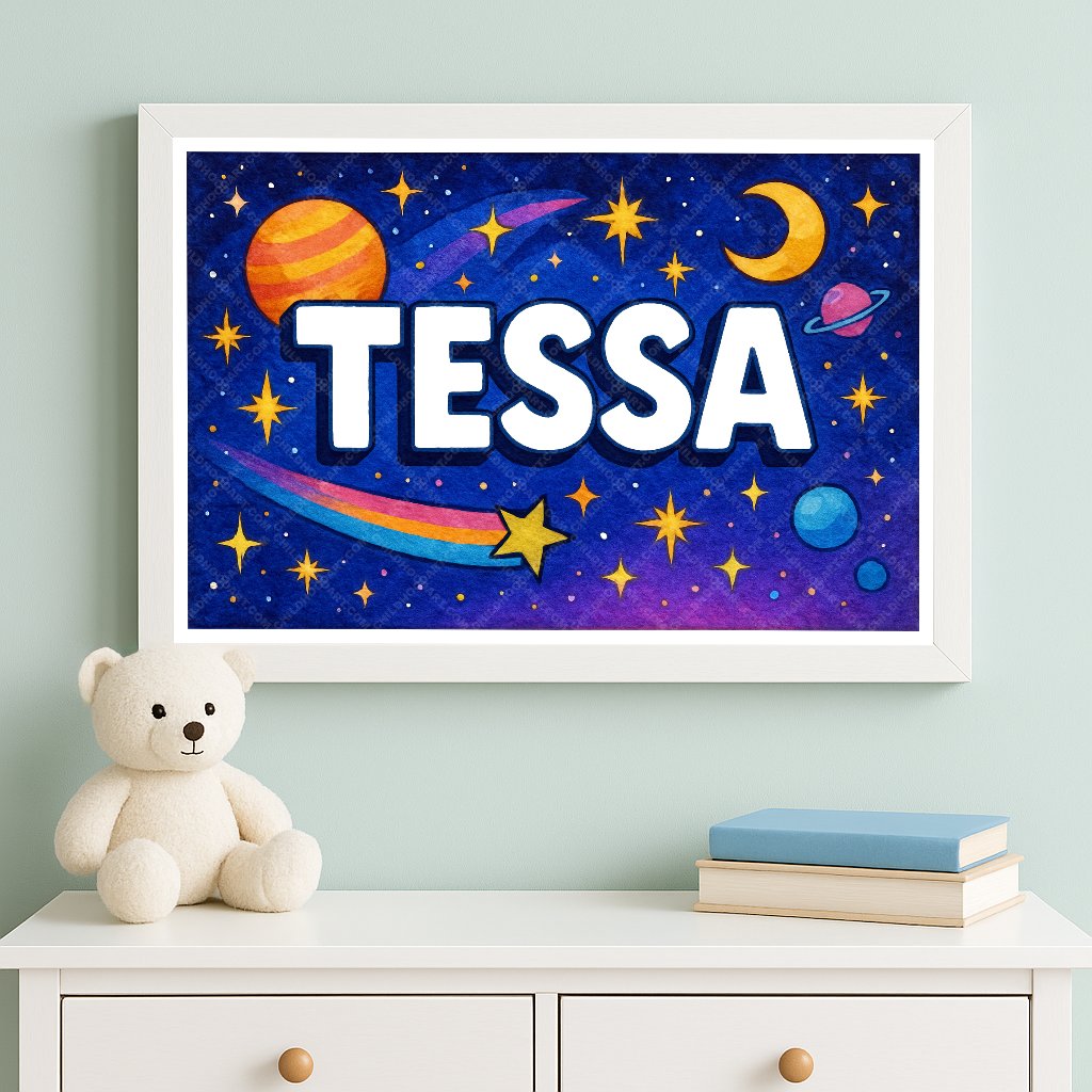 Personalized space name art for Tessa