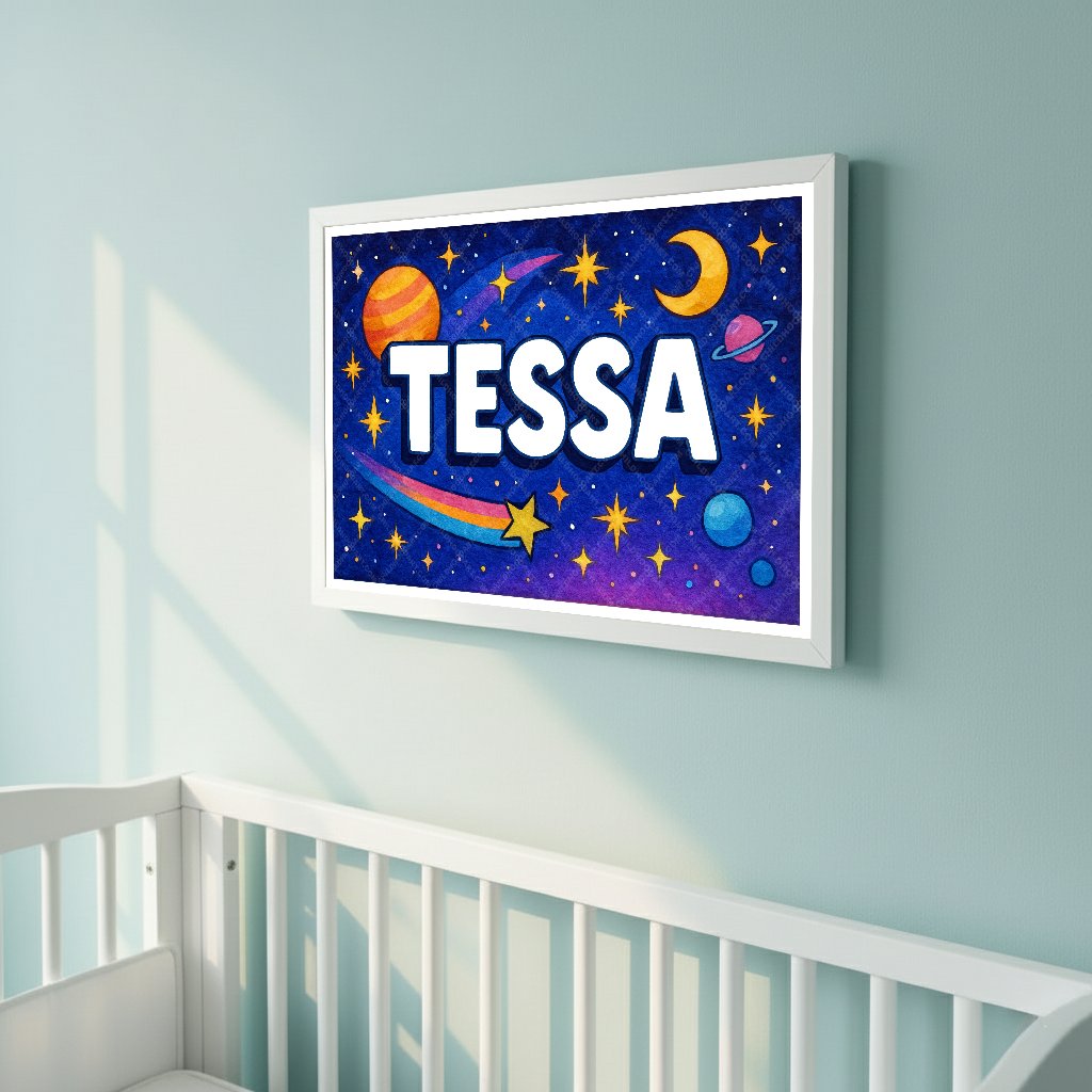 Personalized space name art for Tessa