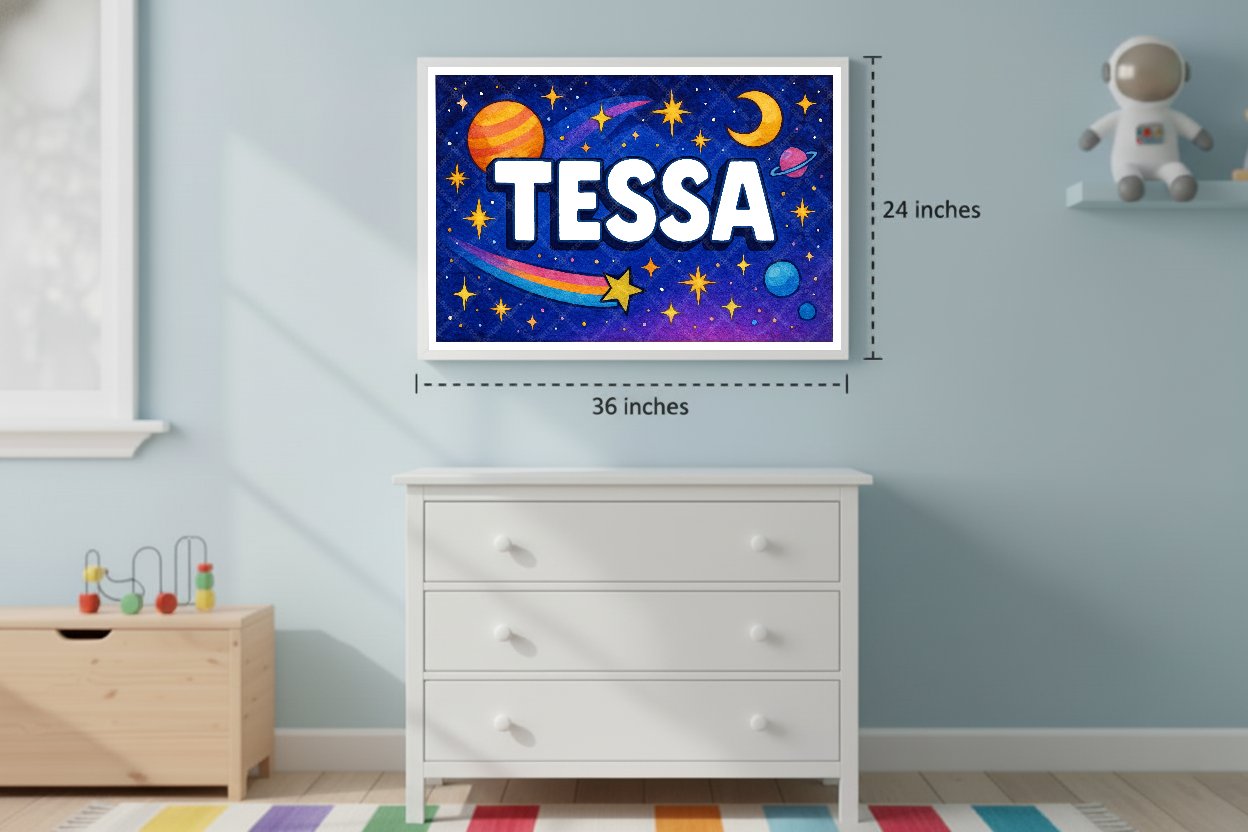 Personalized space name art for Tessa