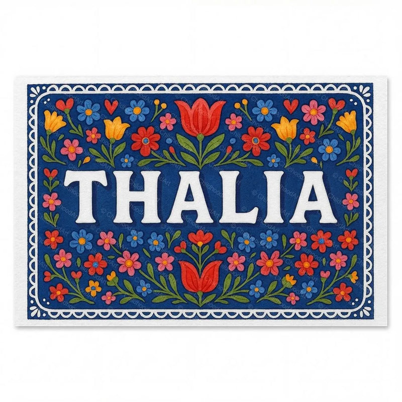 Thalia Name Art - Floral Farmhouse personalized wall print for kids