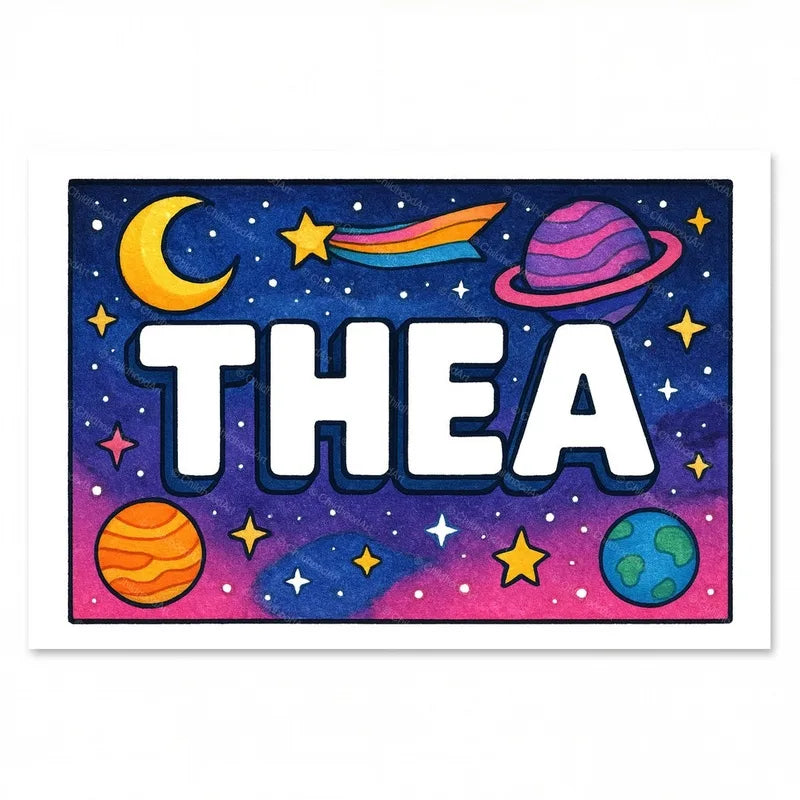 Thea Name Art - Space Explorers Personalized Wall Art