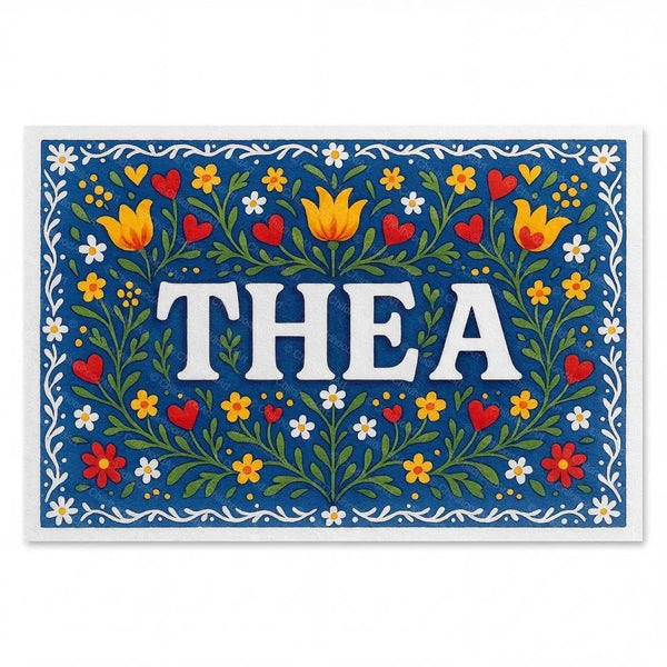 Personalized Thea name art print in the Floral farmhouse style