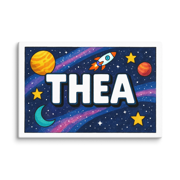 Thea name design — Space explorers theme print for kids