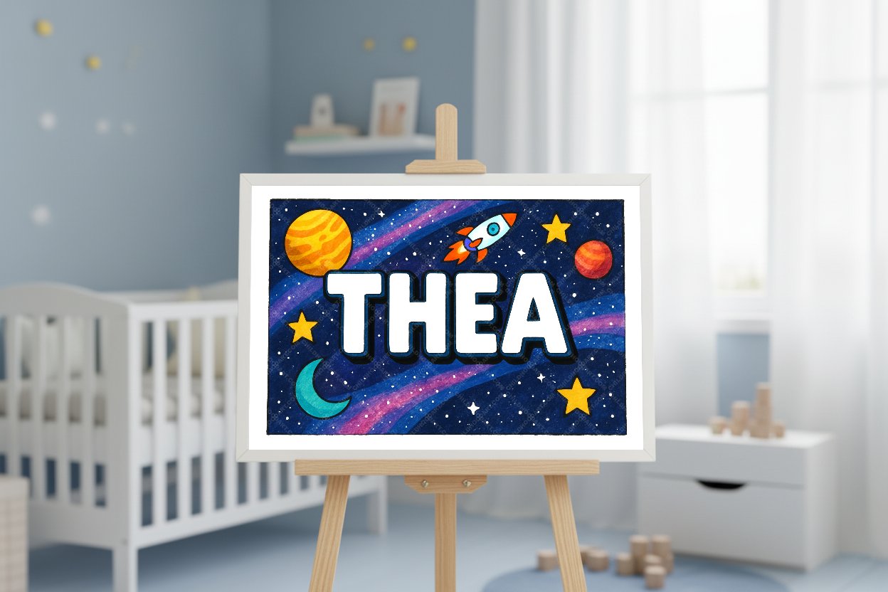 Personalized space name art for Thea