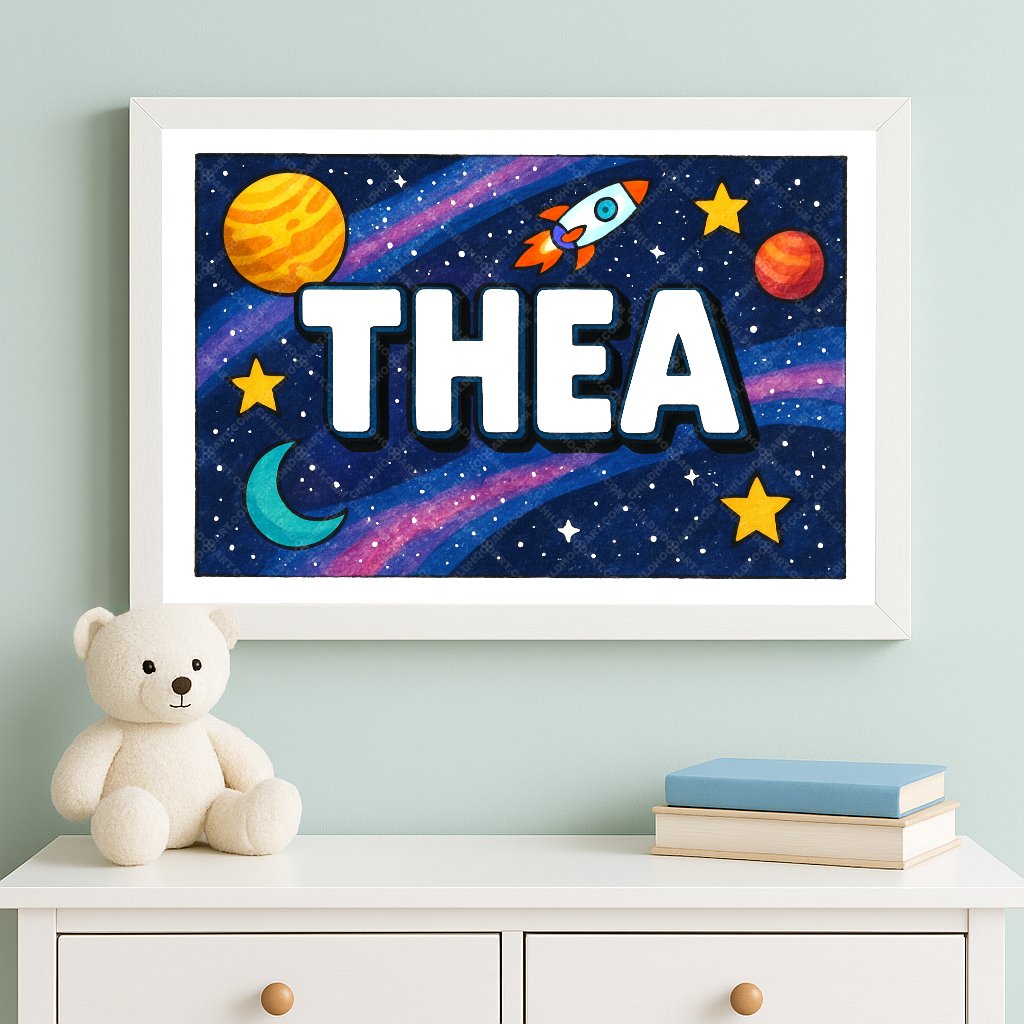 Personalized space name art for Thea