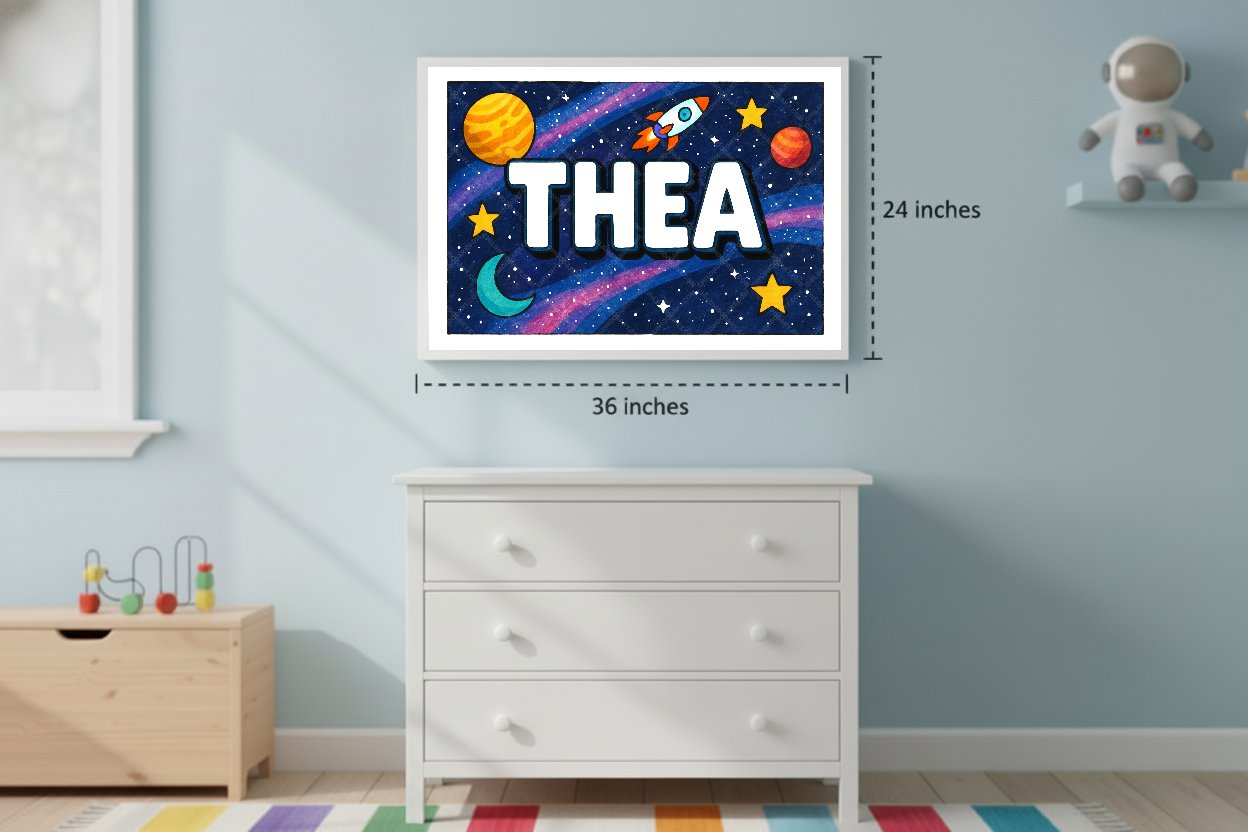 Personalized space name art for Thea
