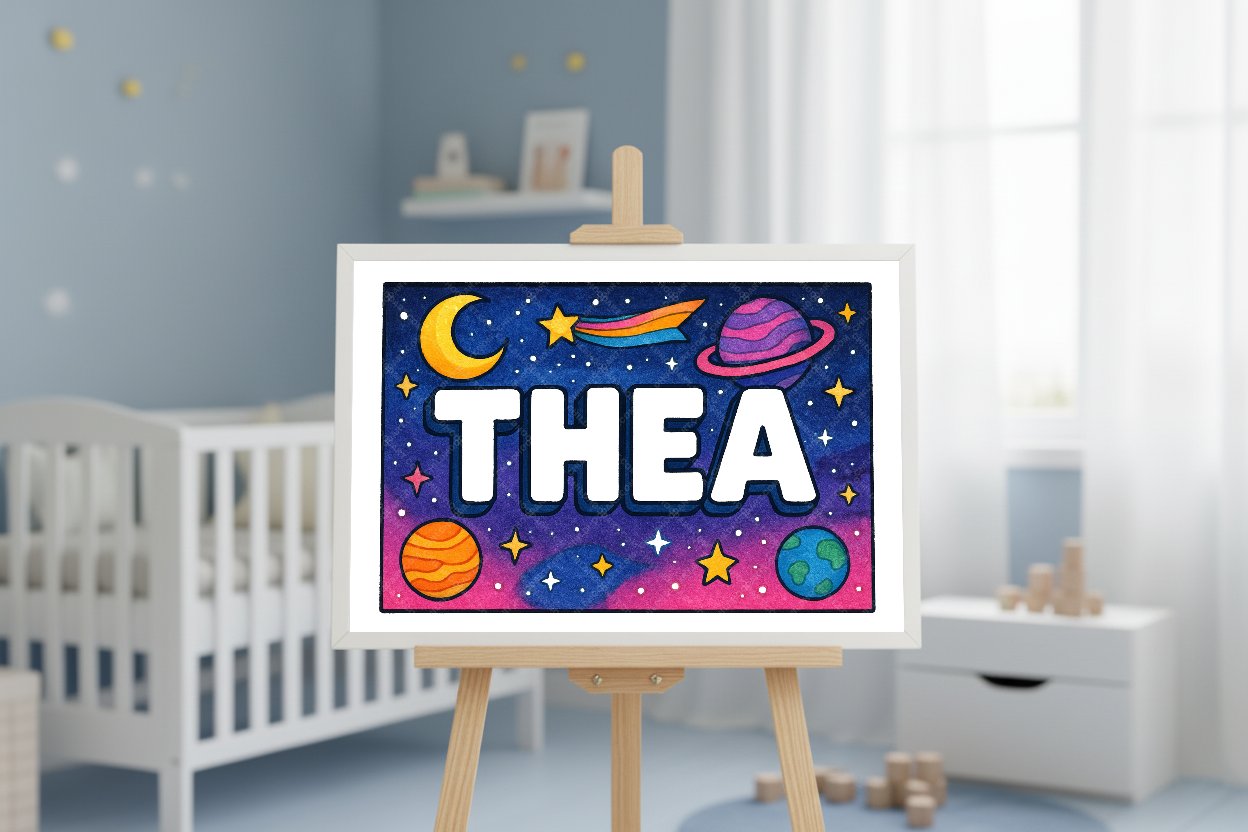 Personalized space name art for Thea