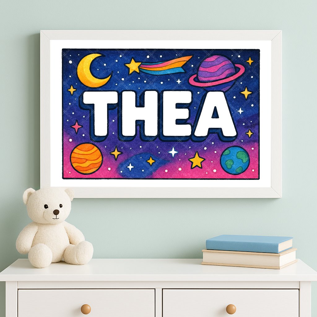 Personalized space name art for Thea