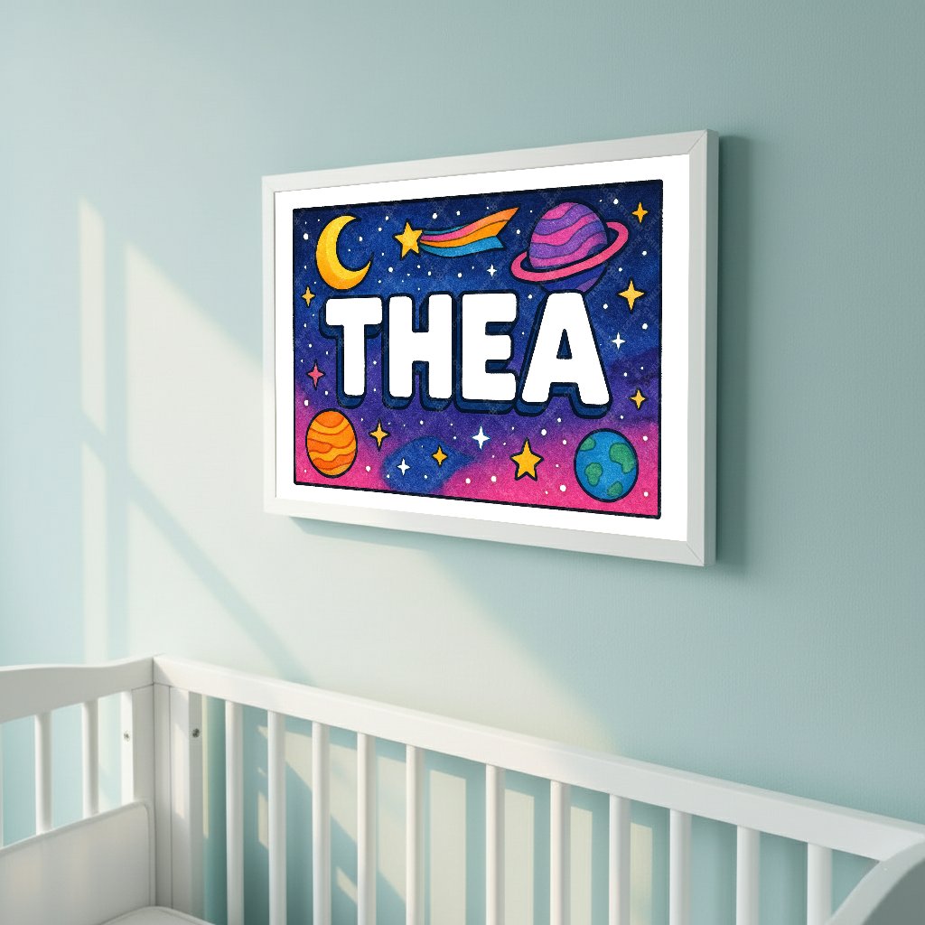 Personalized space name art for Thea