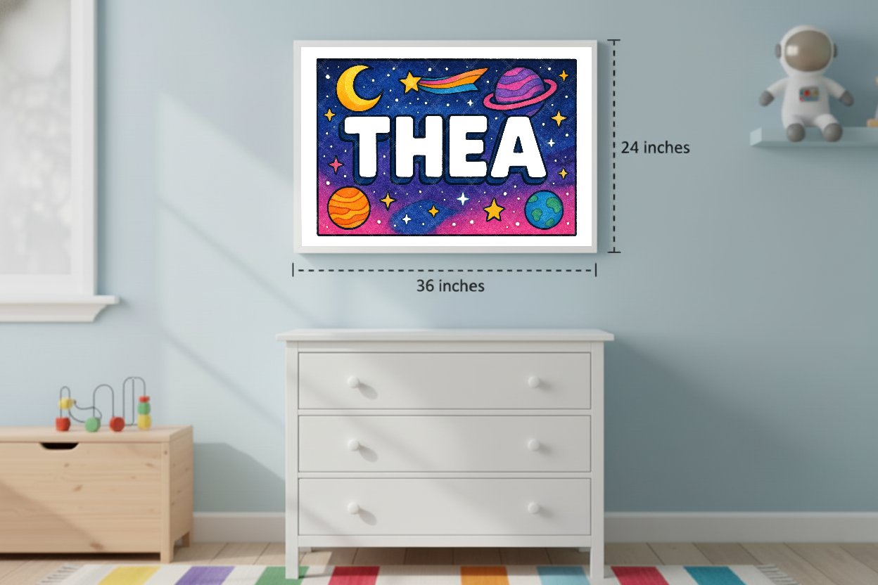 Personalized space name art for Thea