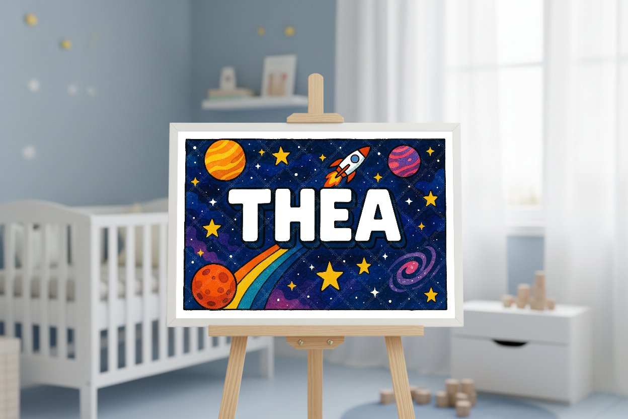 Personalized space name art for Thea