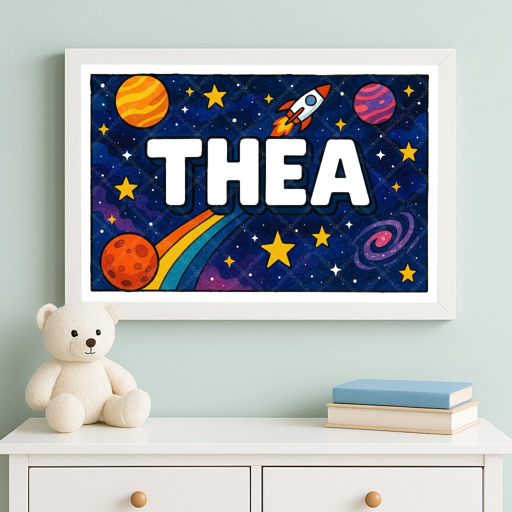 Personalized space name art for Thea