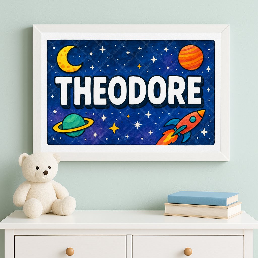 Personalized space name art for Theodore