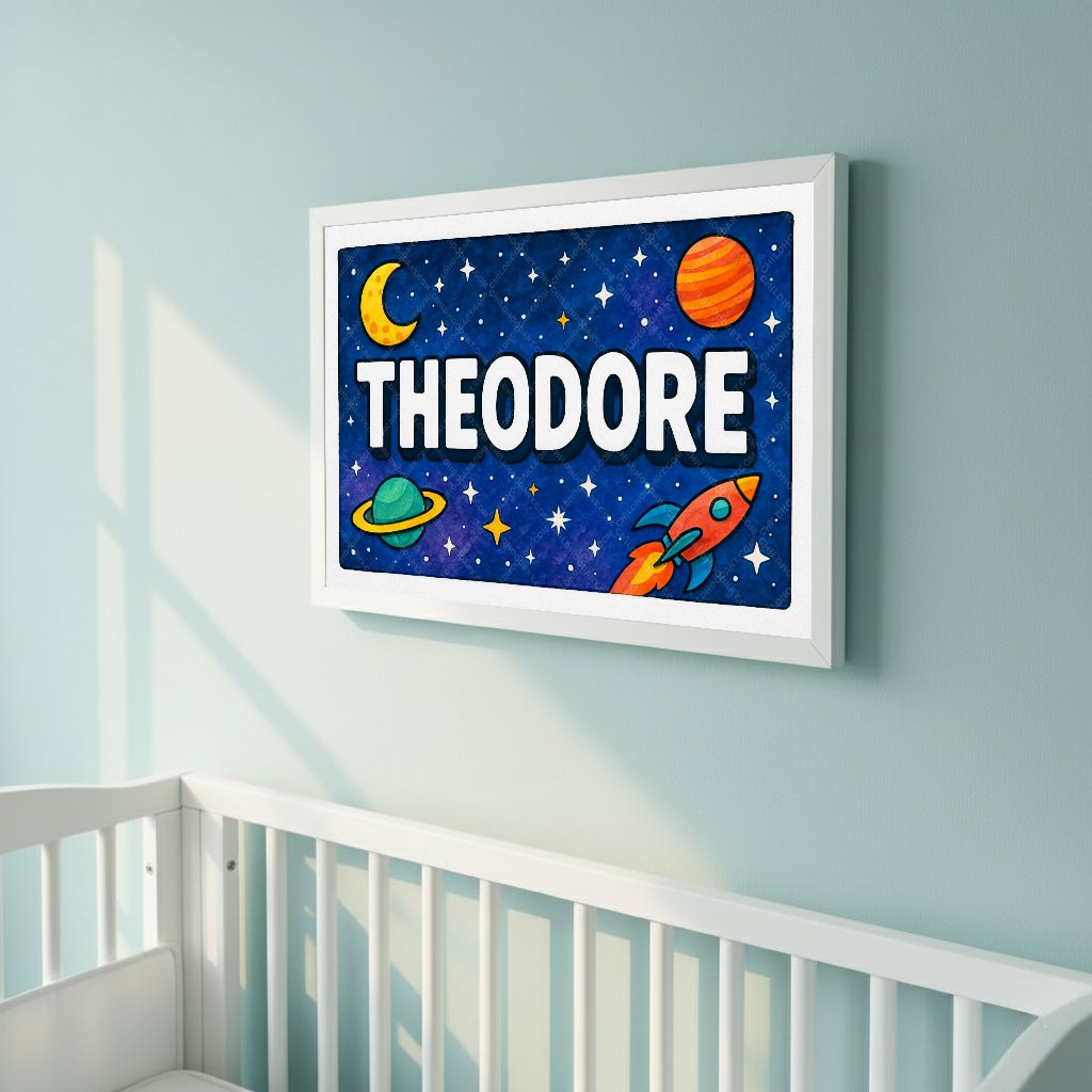 Personalized space name art for Theodore