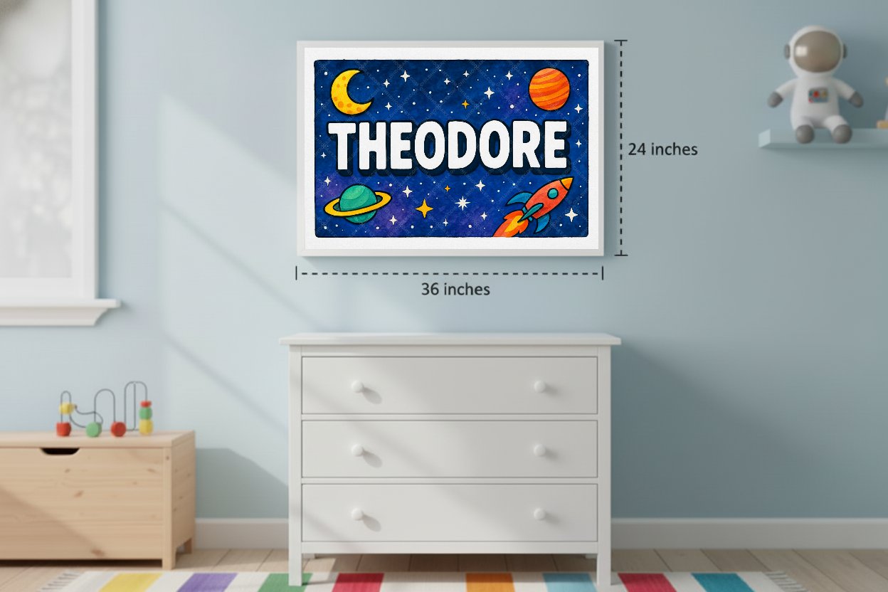 Personalized space name art for Theodore