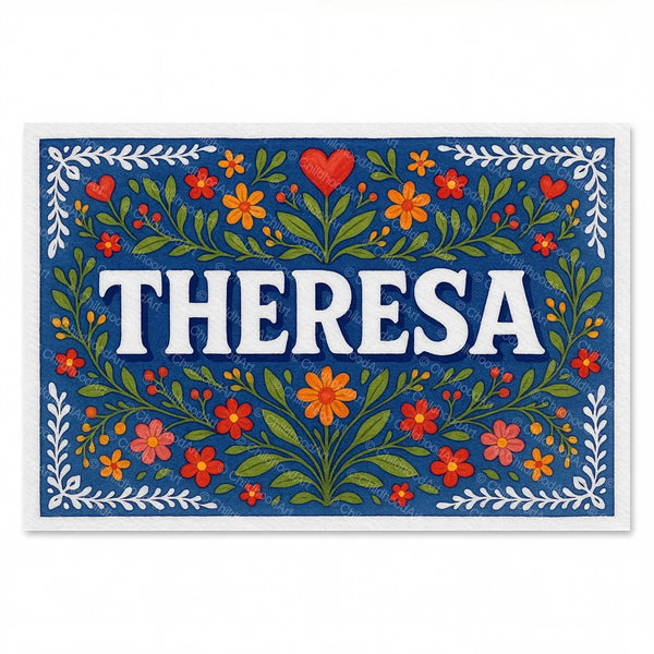 Theresa Floral Farmhouse Name Art