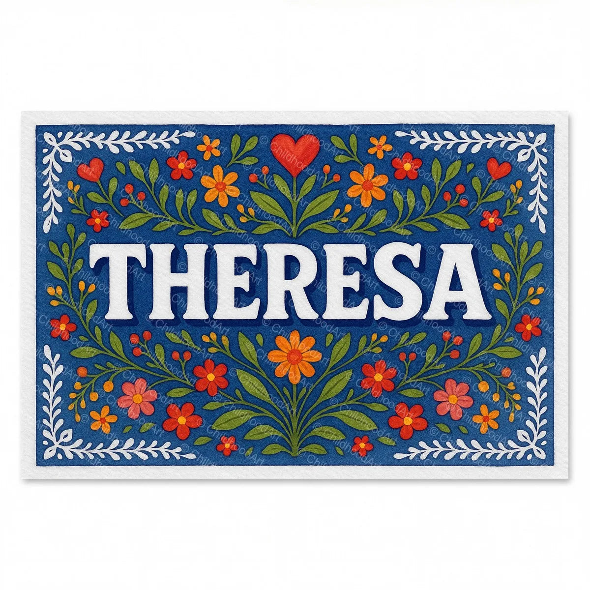 Theresa Floral Farmhouse Name Art - Full size image
