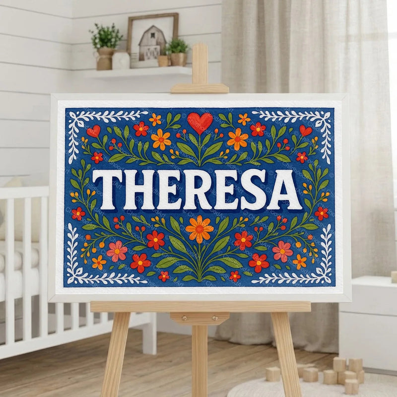 Calm personalized name art for Theresa