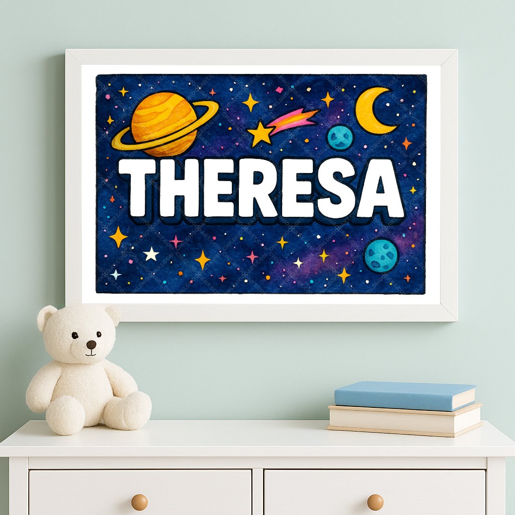 Personalized space name art for Theresa