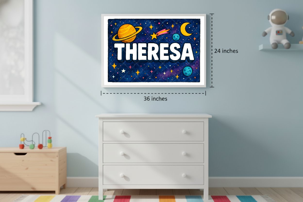 Personalized space name art for Theresa