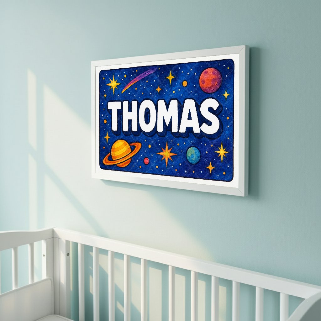 Personalized space name art for Thomas