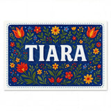 Tiara Name Art - Floral Farmhouse personalized wall print for kids