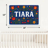 Tiara Name Art - Floral Farmhouse personalized wall print for kids