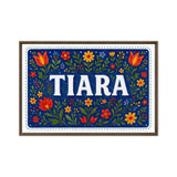 Tiara Name Art - Floral Farmhouse personalized wall print for kids