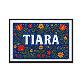 Tiara Name Art - Floral Farmhouse personalized wall print for kids