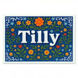 Tilly Name Art - Floral Farmhouse personalized wall print for kids